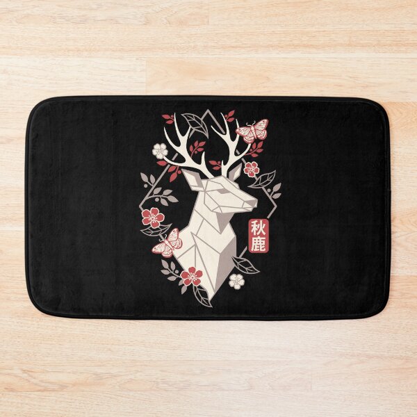 Item preview, Geometric Autumn Deer with Antlers Tree Branches and Butterflies - Japanese Fall Zen Art designed and sold by NemiMakeit.