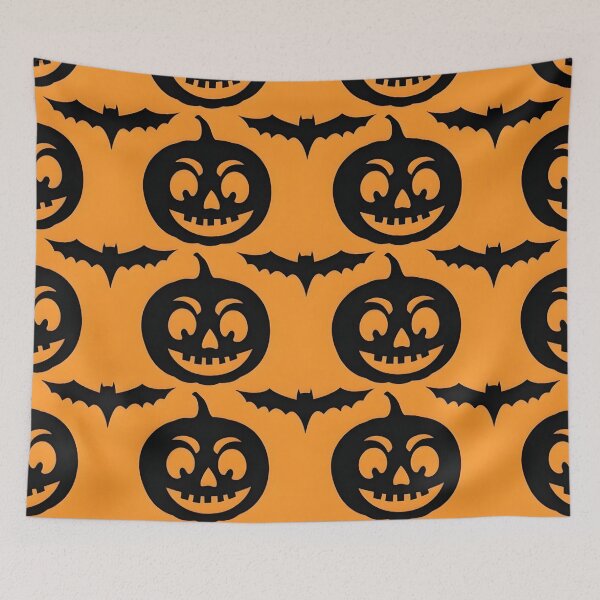 Item preview, Classic Halloween Seamless Pattern with Jack-o'-Lanterns and Bats designed and sold by interdesigner.