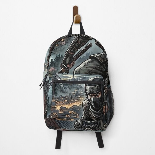 Item preview, Ninja Warrior on Roof Under Full Moon - Fantasy Art designed and sold by Lucid Dream Pixel.