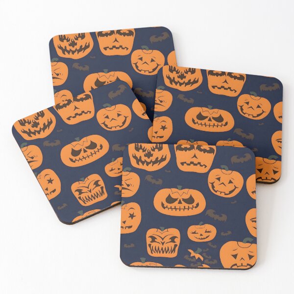 Item preview, Spooky Halloween Seamless Pattern with Carved Jack-o'-Lanterns and Bats designed and sold by interdesigner.
