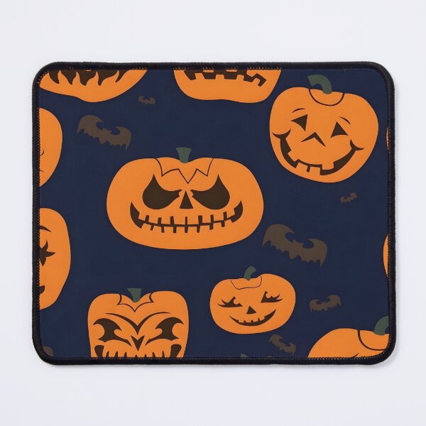 Item preview, Spooky Halloween Seamless Pattern with Carved Jack-o'-Lanterns and Bats designed and sold by interdesigner.