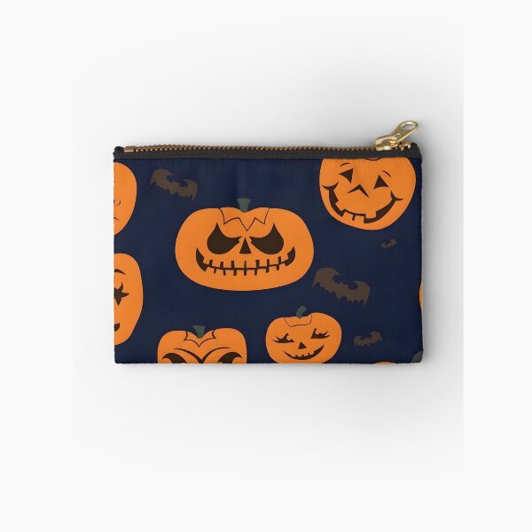 Item preview, Spooky Halloween Seamless Pattern with Carved Jack-o'-Lanterns and Bats designed and sold by interdesigner.