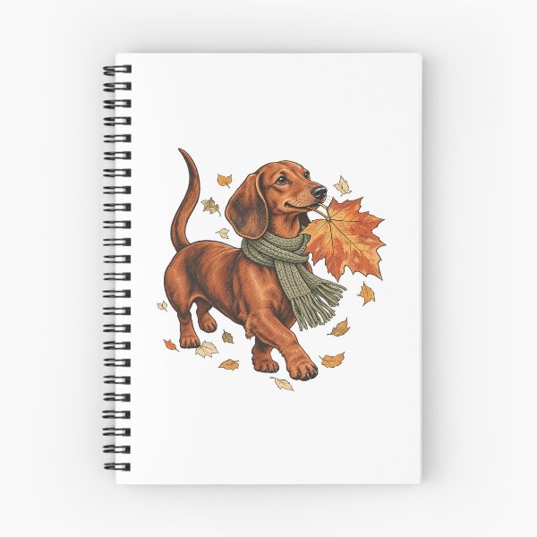 Item preview, Dachshund with Autumn Leaf - Cozy Fall Dog Art designed and sold by cybersilverhand.