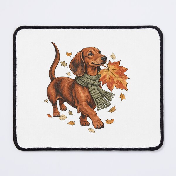 Item preview, Dachshund with Autumn Leaf - Cozy Fall Dog Art designed and sold by cybersilverhand.