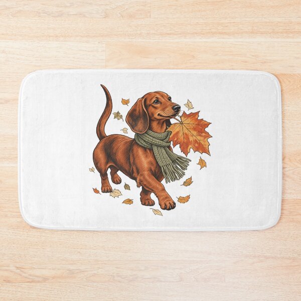 Item preview, Dachshund with Autumn Leaf - Cozy Fall Dog Art designed and sold by cybersilverhand.
