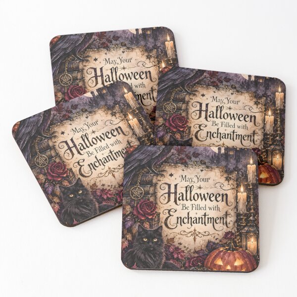 Item preview, May Your Halloween Be Filled with Enchantment – Gothic Raven, Black Cat & Pumpkin designed and sold by blankTeeShirt.