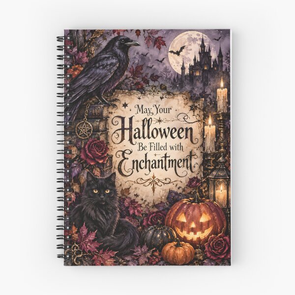 Item preview, May Your Halloween Be Filled with Enchantment – Gothic Raven, Black Cat & Pumpkin designed and sold by blankTeeShirt.