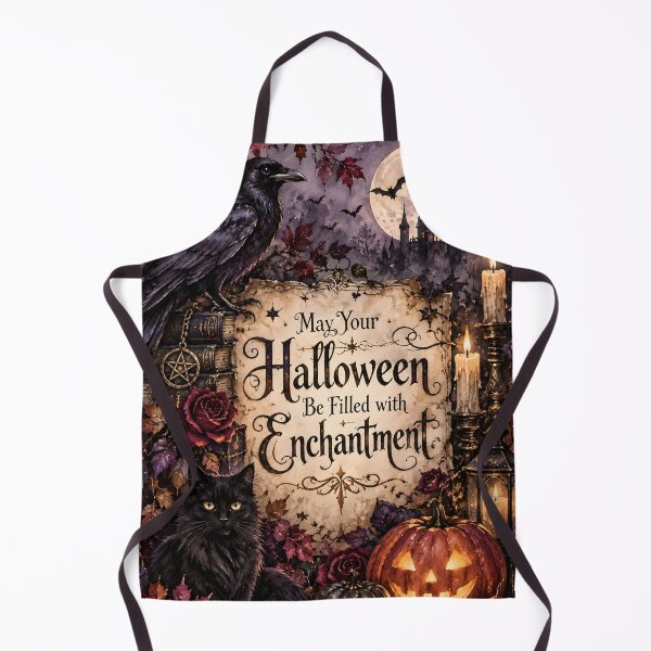 Item preview, May Your Halloween Be Filled with Enchantment – Gothic Raven, Black Cat & Pumpkin designed and sold by blankTeeShirt.