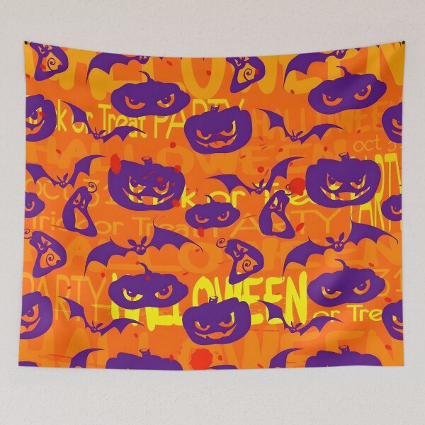 Item preview, Spooky Halloween Seamless Pattern with Pumpkins and Bats designed and sold by interdesigner.