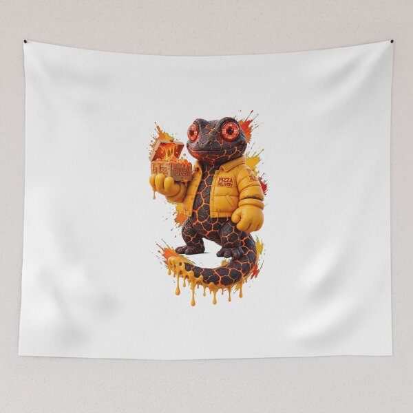 Item preview, Lava Gecko Pizza Delivery Guy Funny Cute Monster Art designed and sold by  One City Two Children Studio.
