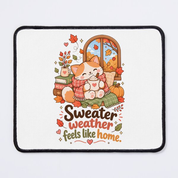 Item preview, Sweater Weather Fall Season Cat | First Day of Fall | Cozy Autumn Design designed and sold by LittleJoyStudio.Art.