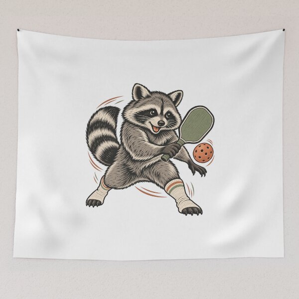 Item preview, Raccoon Playing Pickleball - Funny Animal Sports Art designed and sold by cybersilverhand.