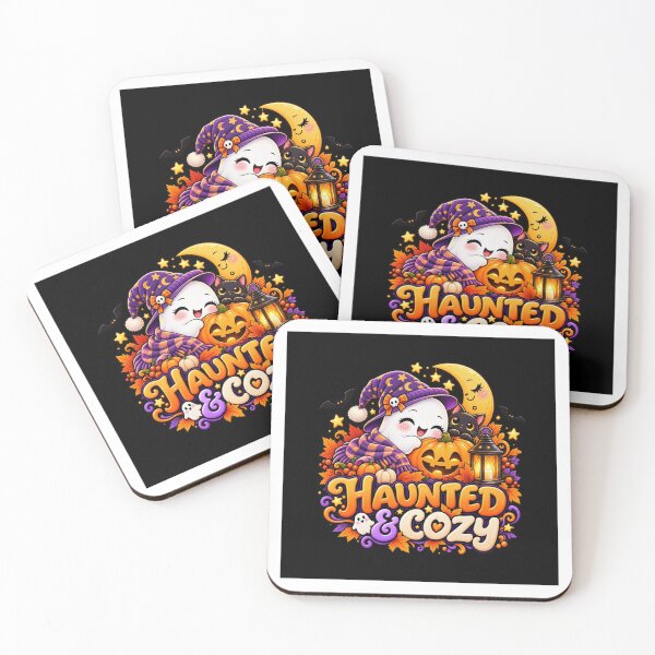 Item preview, Haunted & Cozy Halloween T-Shirt – Cute Ghost Pumpkin Black Cat Design designed and sold by dressyside.