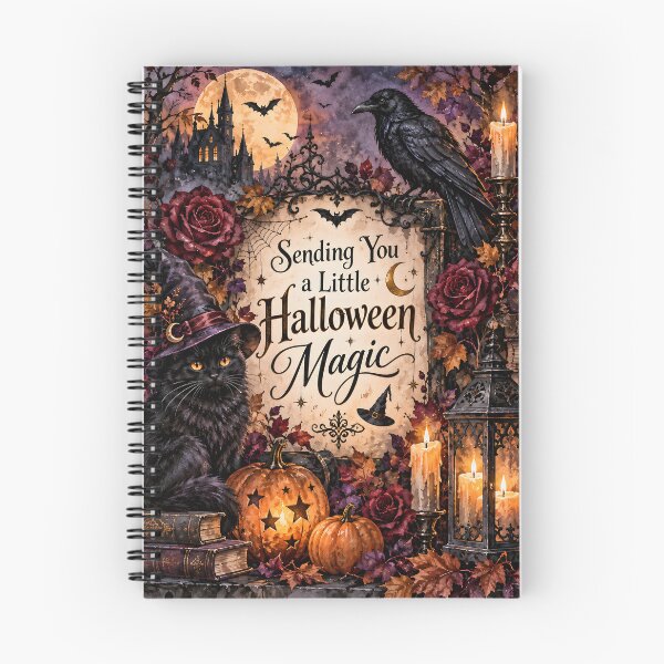 Item preview, Sending You a Little Halloween Magic – Gothic Cat, Raven & Moon designed and sold by blankTeeShirt.
