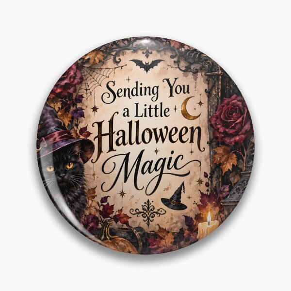 Item preview, Sending You a Little Halloween Magic – Gothic Cat, Raven & Moon designed and sold by blankTeeShirt.