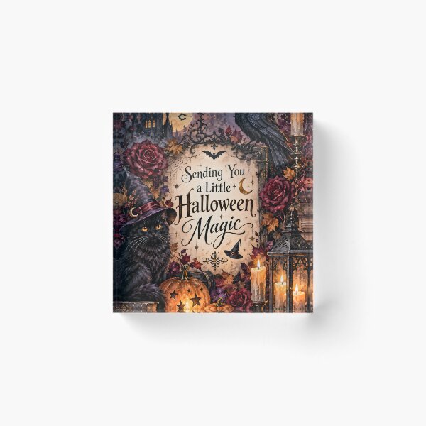 Item preview, Sending You a Little Halloween Magic – Gothic Cat, Raven & Moon designed and sold by blankTeeShirt.