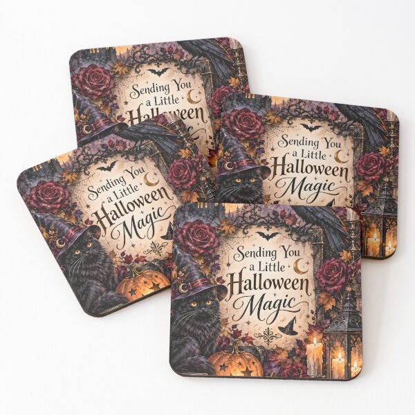 Item preview, Sending You a Little Halloween Magic – Gothic Cat, Raven & Moon designed and sold by blankTeeShirt.