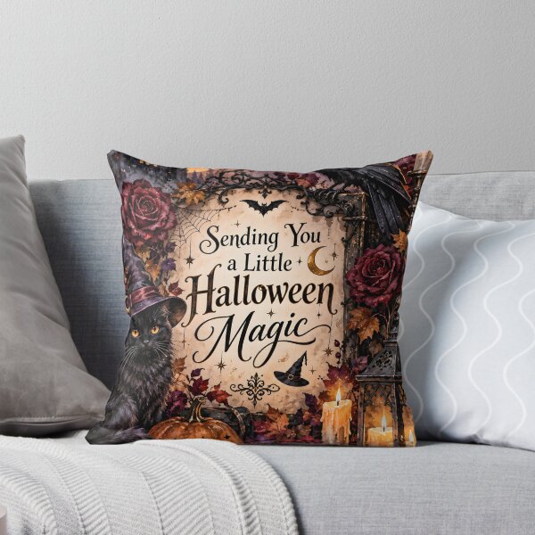 Item preview, Sending You a Little Halloween Magic – Gothic Cat, Raven & Moon designed and sold by blankTeeShirt.