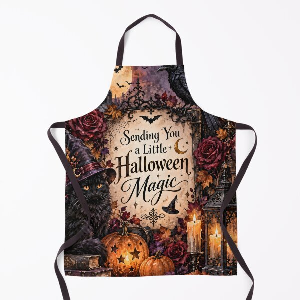 Item preview, Sending You a Little Halloween Magic – Gothic Cat, Raven & Moon designed and sold by blankTeeShirt.