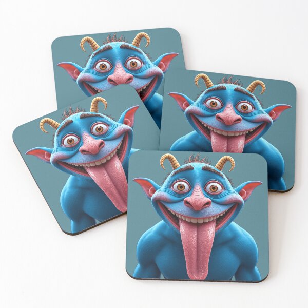 Item preview, Funny Crazy Blue Monster Showing Tongue / Silly Goblin Demon Art designed and sold by charmaroundyou.