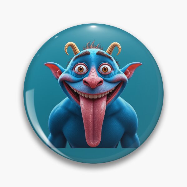 Item preview, Funny Crazy Blue Monster Showing Tongue / Silly Goblin Demon Art designed and sold by charmaroundyou.