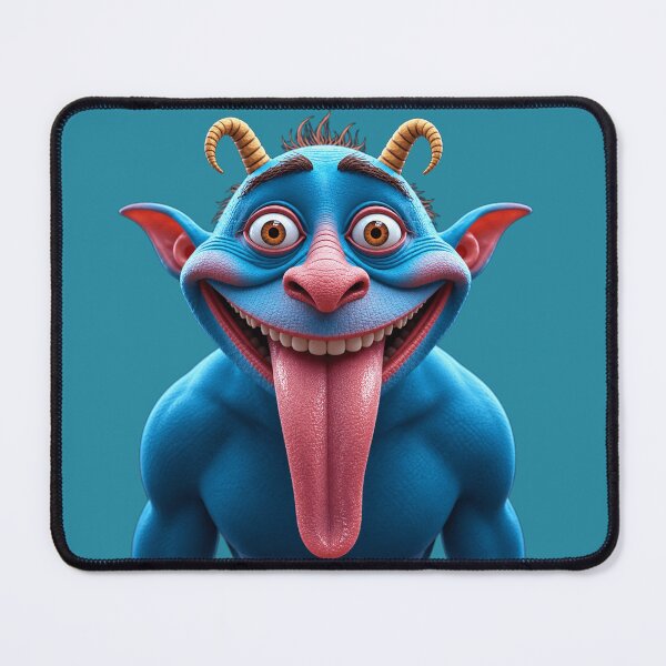 Item preview, Funny Crazy Blue Monster Showing Tongue / Silly Goblin Demon Art designed and sold by charmaroundyou.