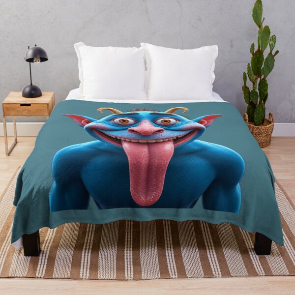 Item preview, Funny Crazy Blue Monster Showing Tongue / Silly Goblin Demon Art designed and sold by charmaroundyou.