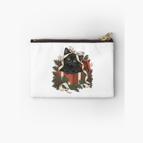 Item preview, Black Cat in a Gift Box - Vintage Christmas Cat Art designed and sold by cybersilverhand.