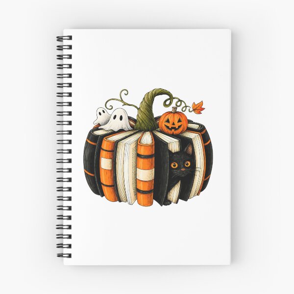 Item preview, Halloween Books Pumpkin Cat Ghost Librarian Reading designed and sold by thefirstbroo.