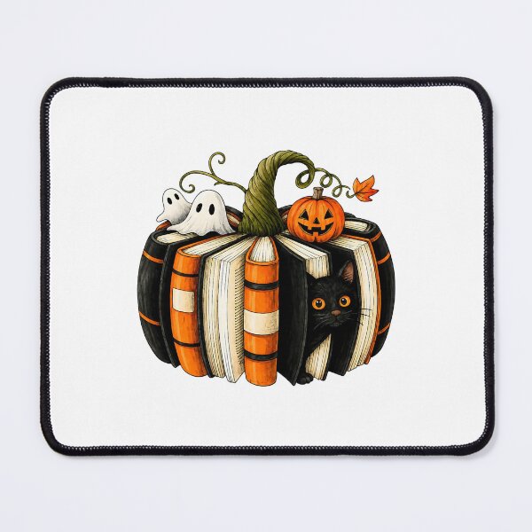Item preview, Halloween Books Pumpkin Cat Ghost Librarian Reading designed and sold by thefirstbroo.