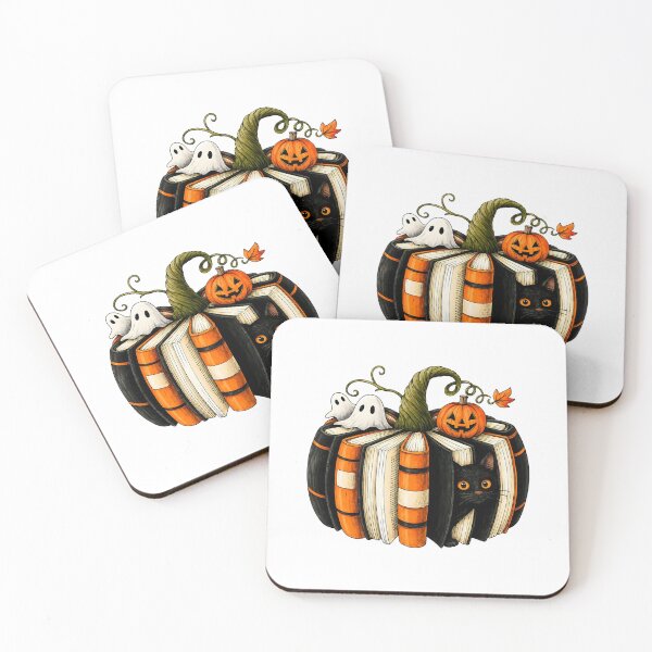 Item preview, Halloween Books Pumpkin Cat Ghost Librarian Reading designed and sold by thefirstbroo.
