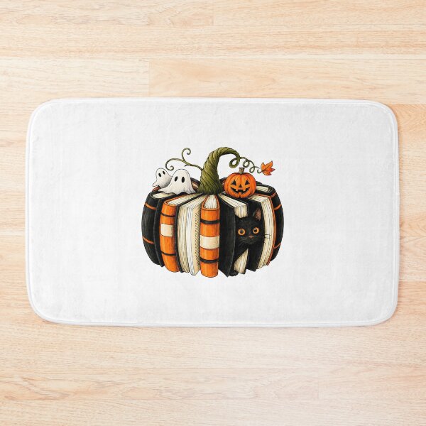 Item preview, Halloween Books Pumpkin Cat Ghost Librarian Reading designed and sold by thefirstbroo.