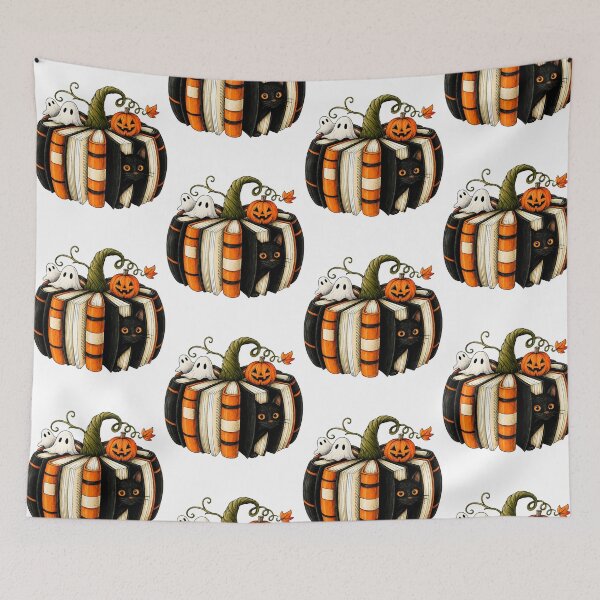 Item preview, Halloween Books Pumpkin Cat Ghost Librarian Reading designed and sold by thefirstbroo.