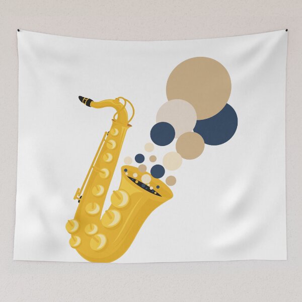 Item preview, Saxophone Sound Waves | Abstract Jazz Illustration | Bauhaus Inspired Music Print | Mid Century Modern Design designed and sold by Studio pod Burom.