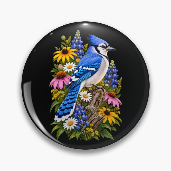 Item preview, Blue Jay Surrounded by Wildflowers designed and sold by RockitBaby.