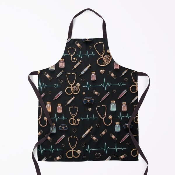 Item preview, Luxury Nurse Pattern – Black & Gold Stethoscope, Syringe & ECG Heartbeat designed and sold by HO•Designs.
