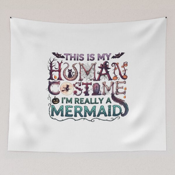 Item preview,  This Is My Human Costume I'm Really A Mermaid Halloween Typography designed and sold by Retro Whiskers.