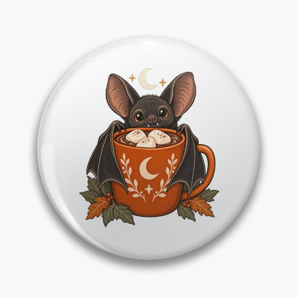 Item preview, Cute Bat with Hot Chocolate - Cozy Halloween Art designed and sold by cybersilverhand.