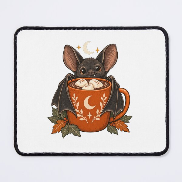 Item preview, Cute Bat with Hot Chocolate - Cozy Halloween Art designed and sold by cybersilverhand.