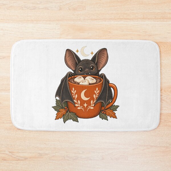 Item preview, Cute Bat with Hot Chocolate - Cozy Halloween Art designed and sold by cybersilverhand.