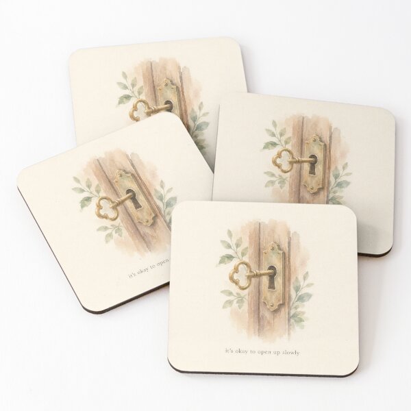 Item preview, Open Up Slowly Key in Door Illustration | Mental Health Wall Art designed and sold by FixationStudio.