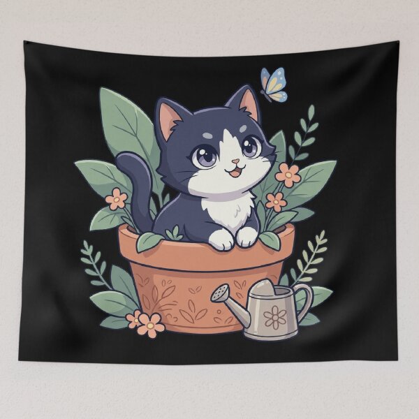 Item preview, Cat in Flower Pot Plant Parent Botanical Cute Kitty  designed and sold by mood-draftsman.
