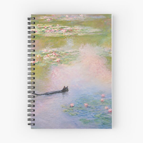 Item preview, Monet Water Lilies Black Cat Swimming Painting Parody designed and sold by artswag.