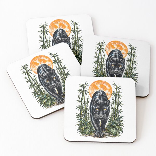 Item preview, Black Panther Bamboo Jungle Orange Moon Wildlife designed and sold by Moizento.