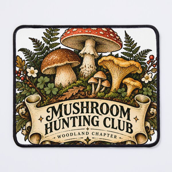 Item preview, Vintage Mushroom Hunting Club designed and sold by MysticCanvasAi.