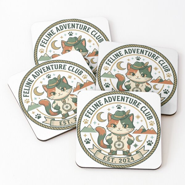 Item preview, Feline Adventure Club Hiking Cat Retro Outdoor Badge designed and sold by mood-draftsman.