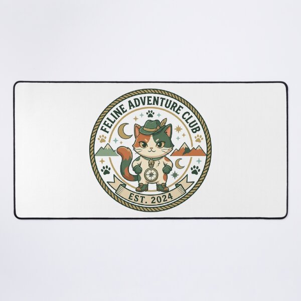 Item preview, Feline Adventure Club Hiking Cat Retro Outdoor Badge designed and sold by mood-draftsman.