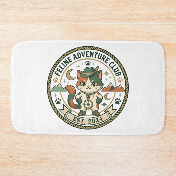 Item preview, Feline Adventure Club Hiking Cat Retro Outdoor Badge designed and sold by mood-draftsman.