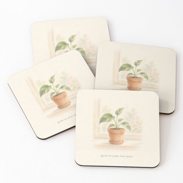 Item preview, Grow at Your Own Pace Potted Plant Illustration | Mental Health Wall Art designed and sold by FixationStudio.