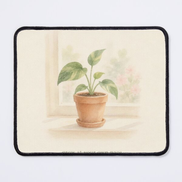 Item preview, Grow at Your Own Pace Potted Plant Illustration | Mental Health Wall Art designed and sold by FixationStudio.